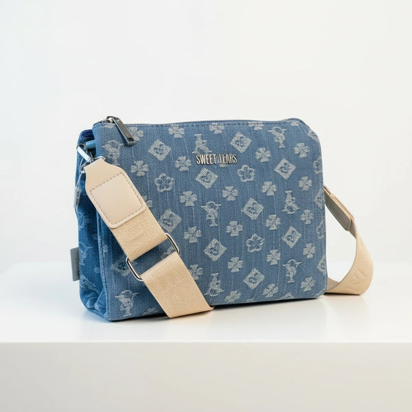 SWEET YEARS - Borsa borsetta bustina 3 tasche donna firmata tracolla logata jeans denim