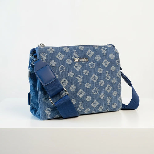 SWEET YEARS - Borsa borsetta bustina 3 tasche donna firmata tracolla logata jeans denim