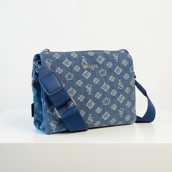 SWEET YEARS - Borsa borsetta bustina 3 tasche donna firmata tracolla logata jeans denim