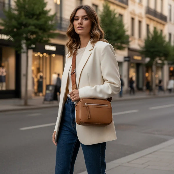 Herisson Firenze - Borsa borsetta bustina 5 tasche zip donna firmata tracolla logata simil pelle