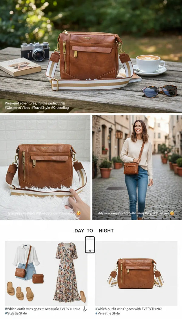 Herisson Firenze - Borsa borsetta bustina 3 tasche donna firmata tracolla logata simil pelle