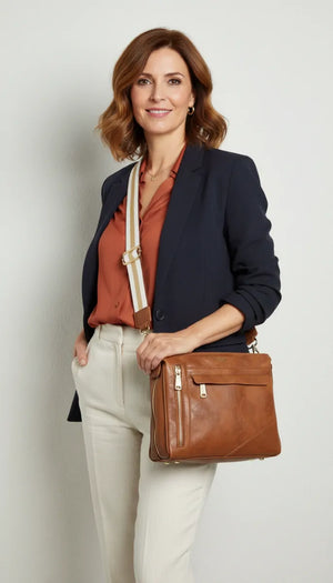 Herisson Firenze - Borsa borsetta bustina 3 tasche donna firmata tracolla logata simil pelle