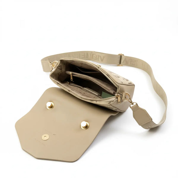 SWEET YEARS - Borsa borsetta clutch zip donna firmata tracolla logata simil pelle Motivo Quadrifogli e Fiori picche