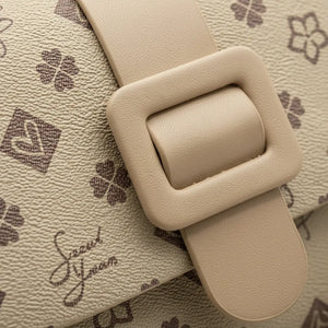 SWEET YEARS - Borsa borsetta clutch zip donna firmata tracolla logata simil pelle Motivo Quadrifogli e Fiori picche