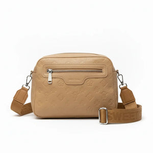 SWEET YEARS - Borsa borsetta clutch zip donna firmata tracolla logata simil pelle Motivo Quadrifogli e Fiori picche 3d pressata