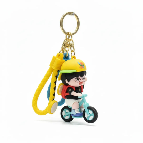 Portachiavi Charm Borsa Personaggio Foresta Verde - Ciondolo in Silicone Kawaii con Cinturino Intrecciato e Moschettone Oro