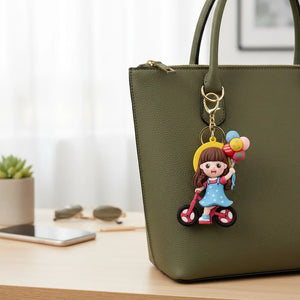 Portachiavi Charm Borsa Personaggio Foresta Verde - Ciondolo in Silicone Kawaii con Cinturino Intrecciato e Moschettone Oro