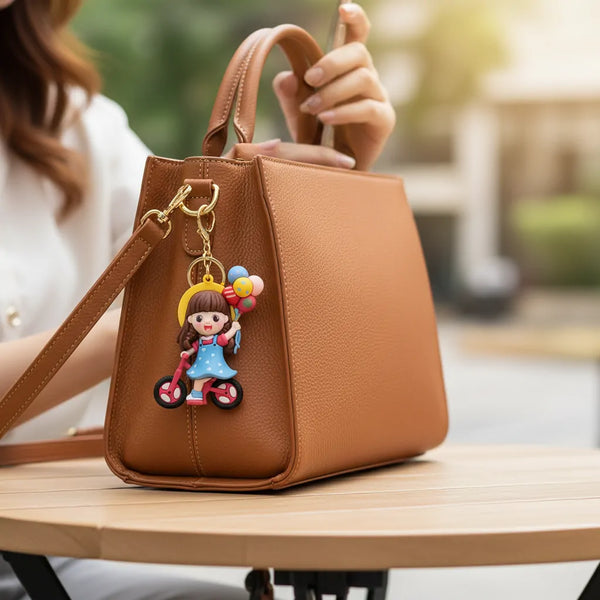 Portachiavi Charm Borsa Personaggio Foresta Verde - Ciondolo in Silicone Kawaii con Cinturino Intrecciato e Moschettone Oro