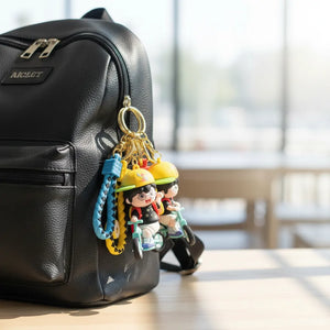 Portachiavi Charm Borsa Personaggio Foresta Verde - Ciondolo in Silicone Kawaii con Cinturino Intrecciato e Moschettone Oro