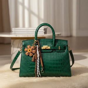 Charm Borsa Multi-Texture in Ecopelle Fiore Girasole Marrone e Cordini Paracord Utility - Ciondolo Portachiavi Artigianale