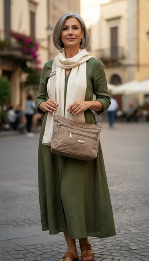 Charro - Borsa 5 tasche zip Tracolla Donna in Nylon Multitasche. Impermeabile e Leggera