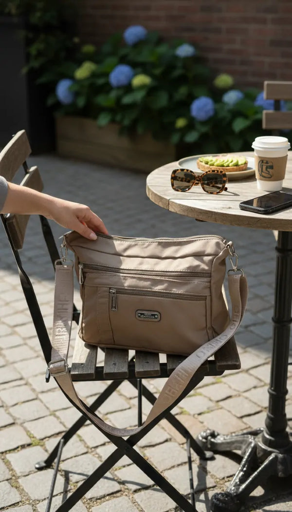 Charro - Borsa 5 tasche zip Tracolla Donna in Nylon Multitasche. Impermeabile e Leggera