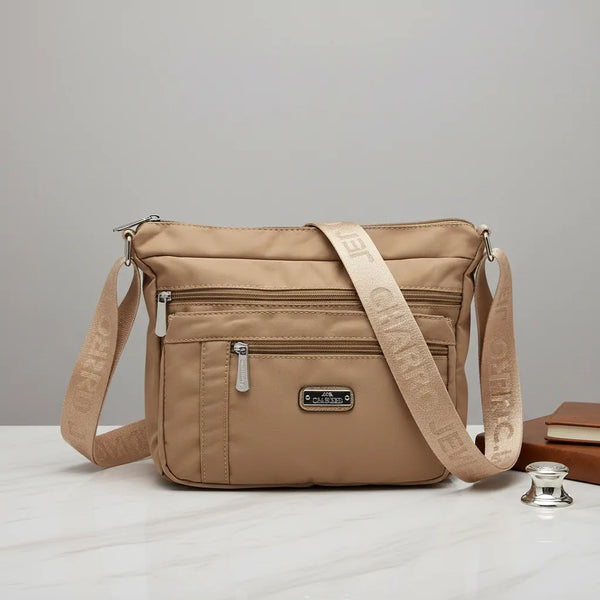 Charro - Borsa 5 tasche zip Tracolla Donna in Nylon Multitasche. Impermeabile e Leggera