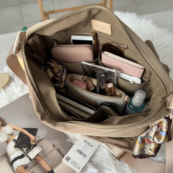 Charro - Borsa 5 tasche zip Tracolla Donna in Nylon Multitasche. Impermeabile e Leggera