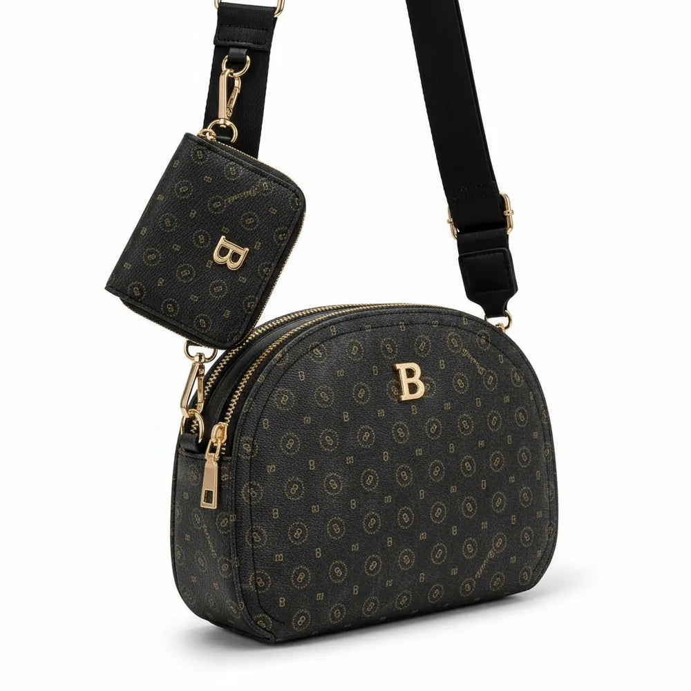 Borsa firmata Briciole borsetta beige donna tracolla fantasia scritte piccola