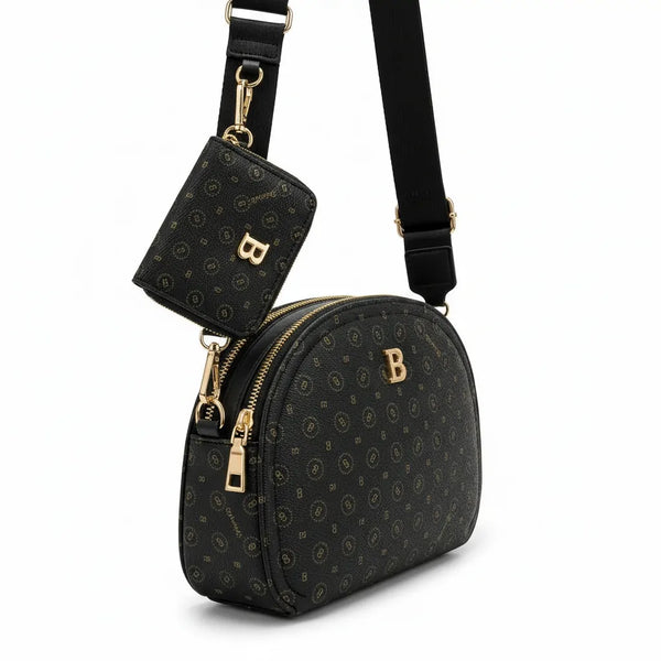 Borsa firmata Briciole borsetta beige donna tracolla fantasia scritte piccola
