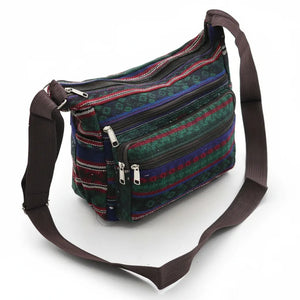 La Eldin - Borsa Etnica Multicolor a Tracolla con Tasche Stile Boho Chic