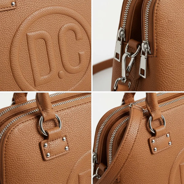 D. CRISTINA - Borsa donna 3 tasche zip tote bag bauletto capiente con tracolla logo 3D