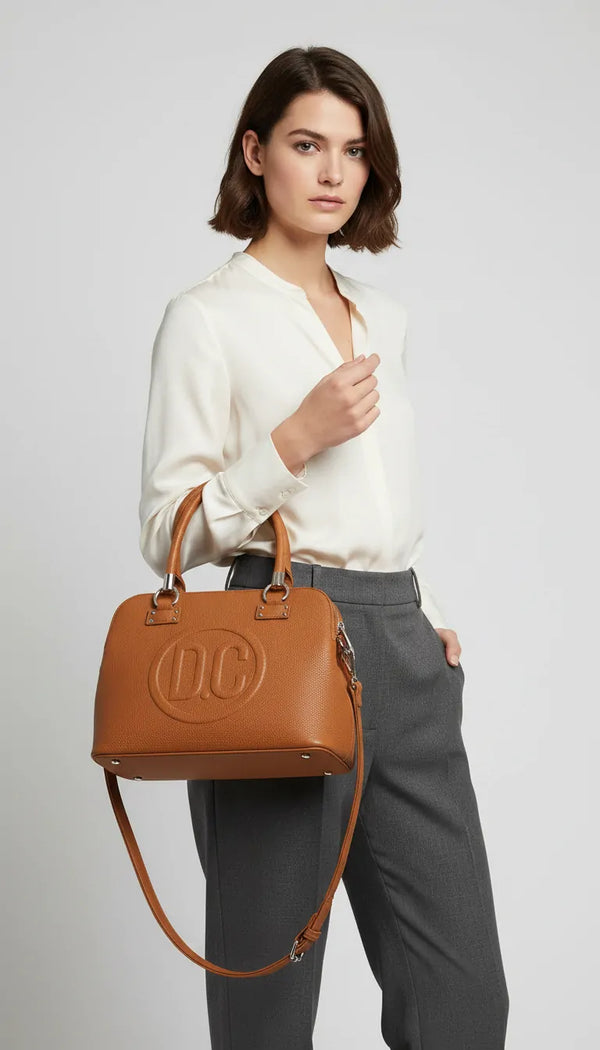 D. CRISTINA - Borsa donna 3 tasche zip tote bag bauletto capiente con tracolla logo 3D