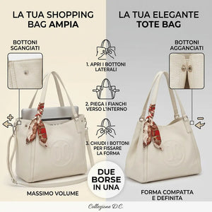 D. CRISTINA - Borsa 2in1 trasformabile Shopping bag a tote bag capiente con tracolla
