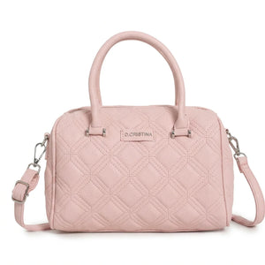 D. CRISTINA - Borsa donna bauletto donna borsetta capiente con tracolla logo 3D trapuntata