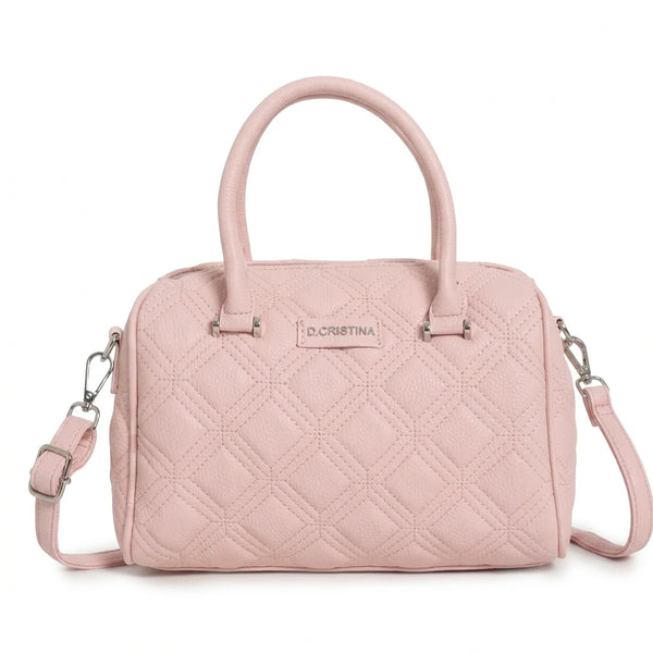 D. CRISTINA - Borsa donna bauletto donna borsetta capiente con tracolla logo 3D trapuntata
