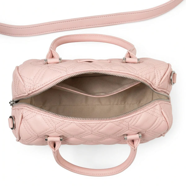 D. CRISTINA - Borsa donna bauletto donna borsetta capiente con tracolla logo 3D trapuntata