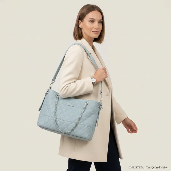 D. CRISTINA - Borsa donna hobo monomanico donna con tracolla trapuntata catena