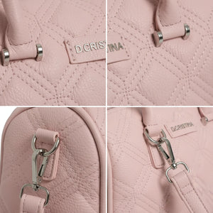 D. CRISTINA - Borsa donna bauletto donna borsetta capiente con tracolla logo 3D trapuntata