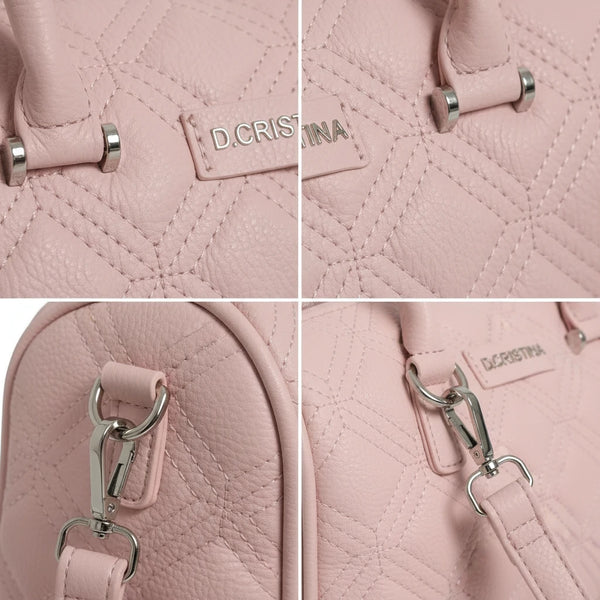 D. CRISTINA - Borsa donna bauletto donna borsetta capiente con tracolla logo 3D trapuntata