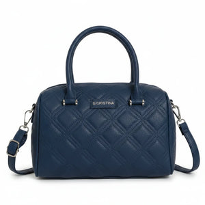 D. CRISTINA - Borsa donna bauletto donna borsetta capiente con tracolla logo 3D trapuntata