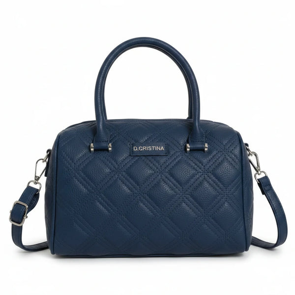 D. CRISTINA - Borsa donna bauletto donna borsetta capiente con tracolla logo 3D trapuntata