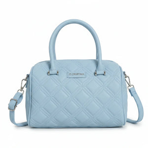 D. CRISTINA - Borsa donna bauletto donna borsetta capiente con tracolla logo 3D trapuntata