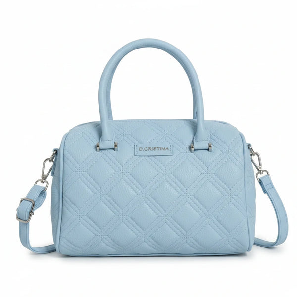 D. CRISTINA - Borsa donna bauletto donna borsetta capiente con tracolla logo 3D trapuntata