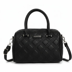 D. CRISTINA - Borsa donna bauletto donna borsetta capiente con tracolla logo 3D trapuntata
