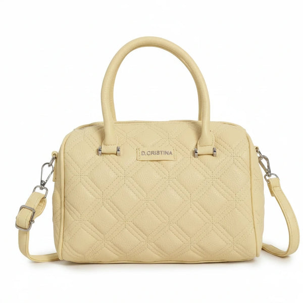 D. CRISTINA - Borsa donna bauletto donna borsetta capiente con tracolla logo 3D trapuntata