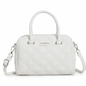 D. CRISTINA - Borsa donna bauletto donna borsetta capiente con tracolla logo 3D trapuntata