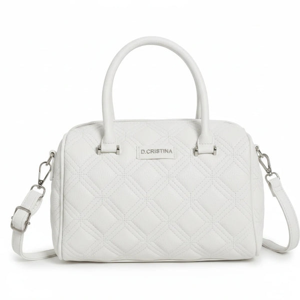 D. CRISTINA - Borsa donna bauletto donna borsetta capiente con tracolla logo 3D trapuntata