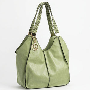 Giuseppina - Borsa donna hobo sacco a spalla manici intrecciati grande capiente