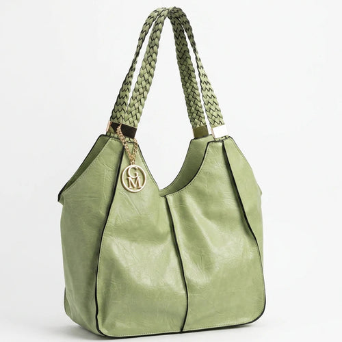 Giuseppina - Borsa donna hobo sacco a spalla manici intrecciati grande capiente