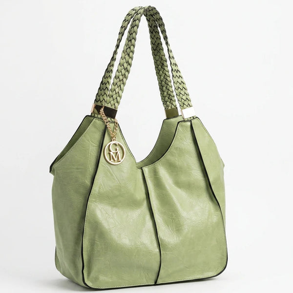 Giuseppina - Borsa donna hobo sacco a spalla manici intrecciati grande capiente