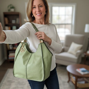 Giuseppina - Borsa donna hobo sacco a spalla manici intrecciati grande capiente