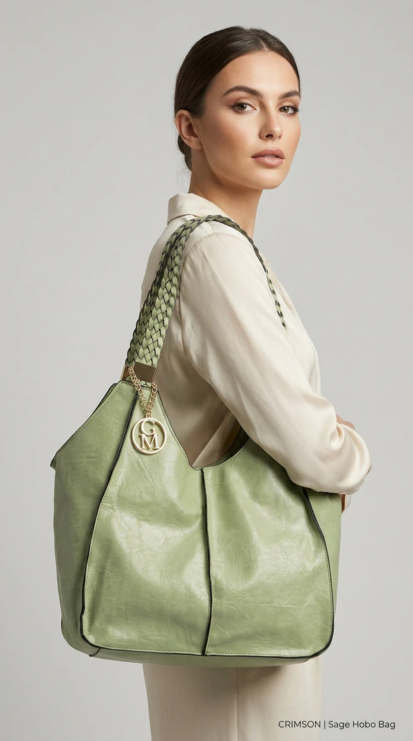 Giuseppina - Borsa donna hobo sacco a spalla manici intrecciati grande capiente