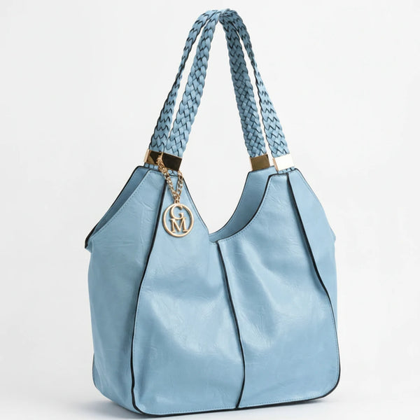 Giuseppina - Borsa donna hobo sacco a spalla manici intrecciati grande capiente