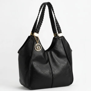 Giuseppina - Borsa donna hobo sacco a spalla manici intrecciati grande capiente