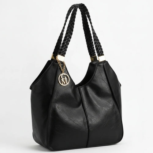 Giuseppina - Borsa donna hobo sacco a spalla manici intrecciati grande capiente