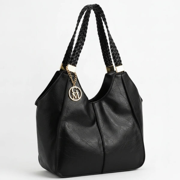 Giuseppina - Borsa donna hobo sacco a spalla manici intrecciati grande capiente