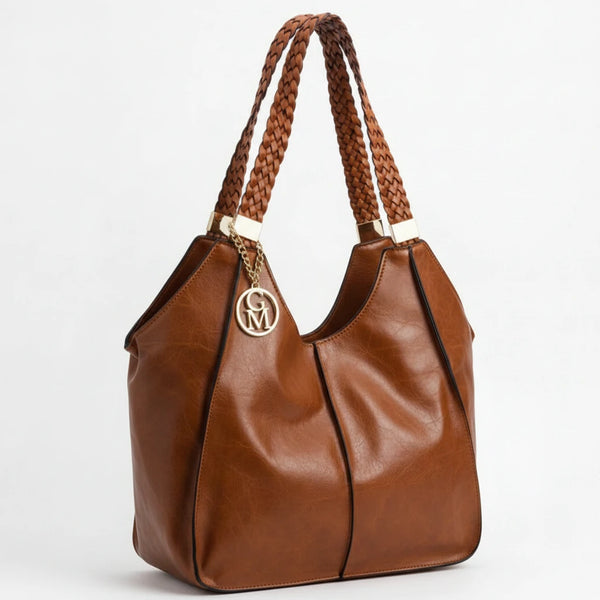 Giuseppina - Borsa donna hobo sacco a spalla manici intrecciati grande capiente