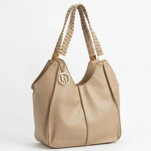 Giuseppina - Borsa donna hobo sacco a spalla manici intrecciati grande capiente