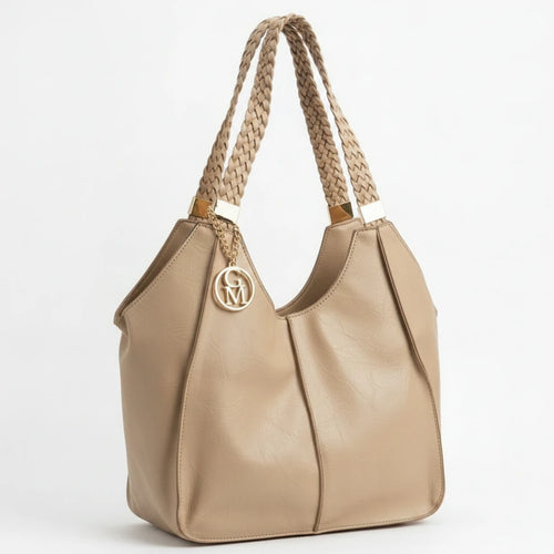 Giuseppina - Borsa donna hobo sacco a spalla manici intrecciati grande capiente
